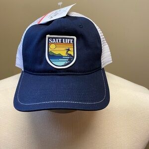 Salt Life Youth Pelican Outlook Hat Navy And White NWT